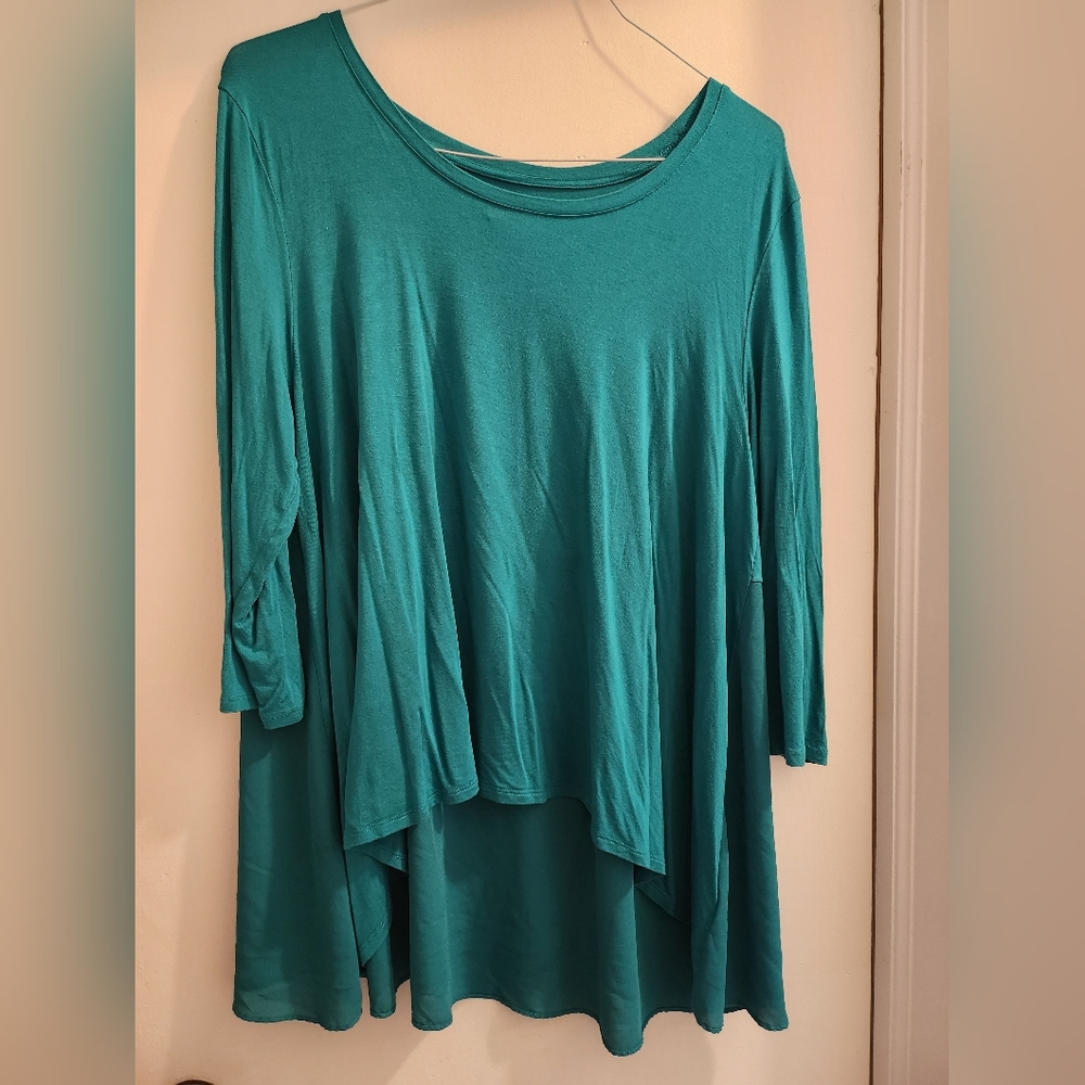 Turquoise Jersey Top with sheer bottom, Size xl, Preloved